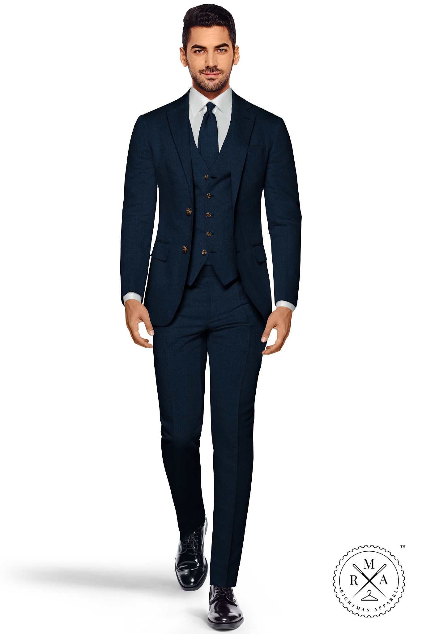 Textured Blue Three Piece Suit SU115